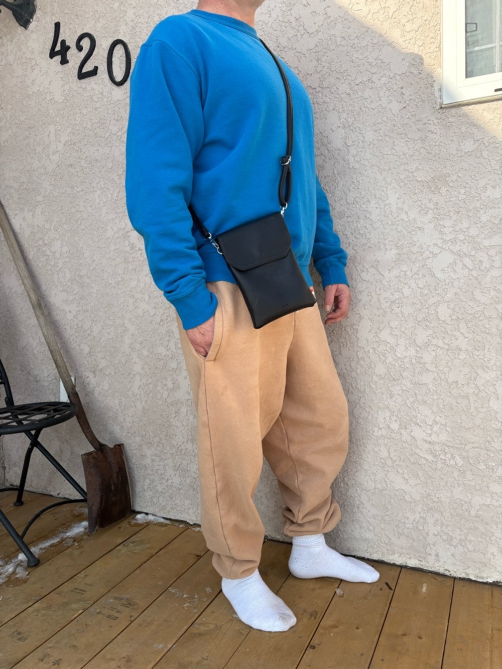 Colab Black Vegan Leather Crossbody bag with Flap. 3 compartments, card holder. - Picture 12 of 14